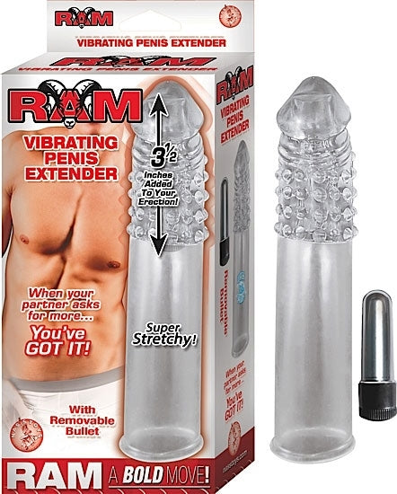 RAM VIBRATING PENIS EXTENDER CLEAR