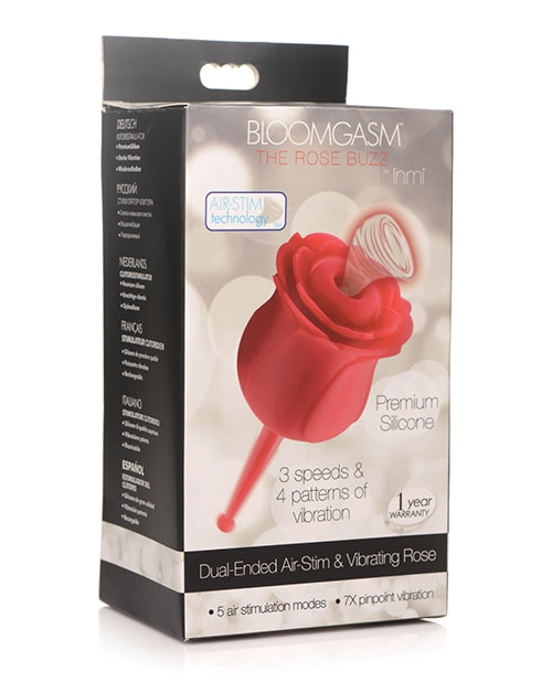 Inmi Bloomgasm Rose Buzz Dual Ended Clit Stim & Vibrator - Red